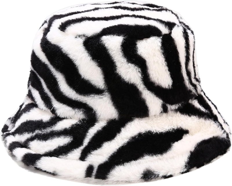 Dirholl Women's Winter Faux Fur Fuzzy Warm Bucket Hat - Image 1
